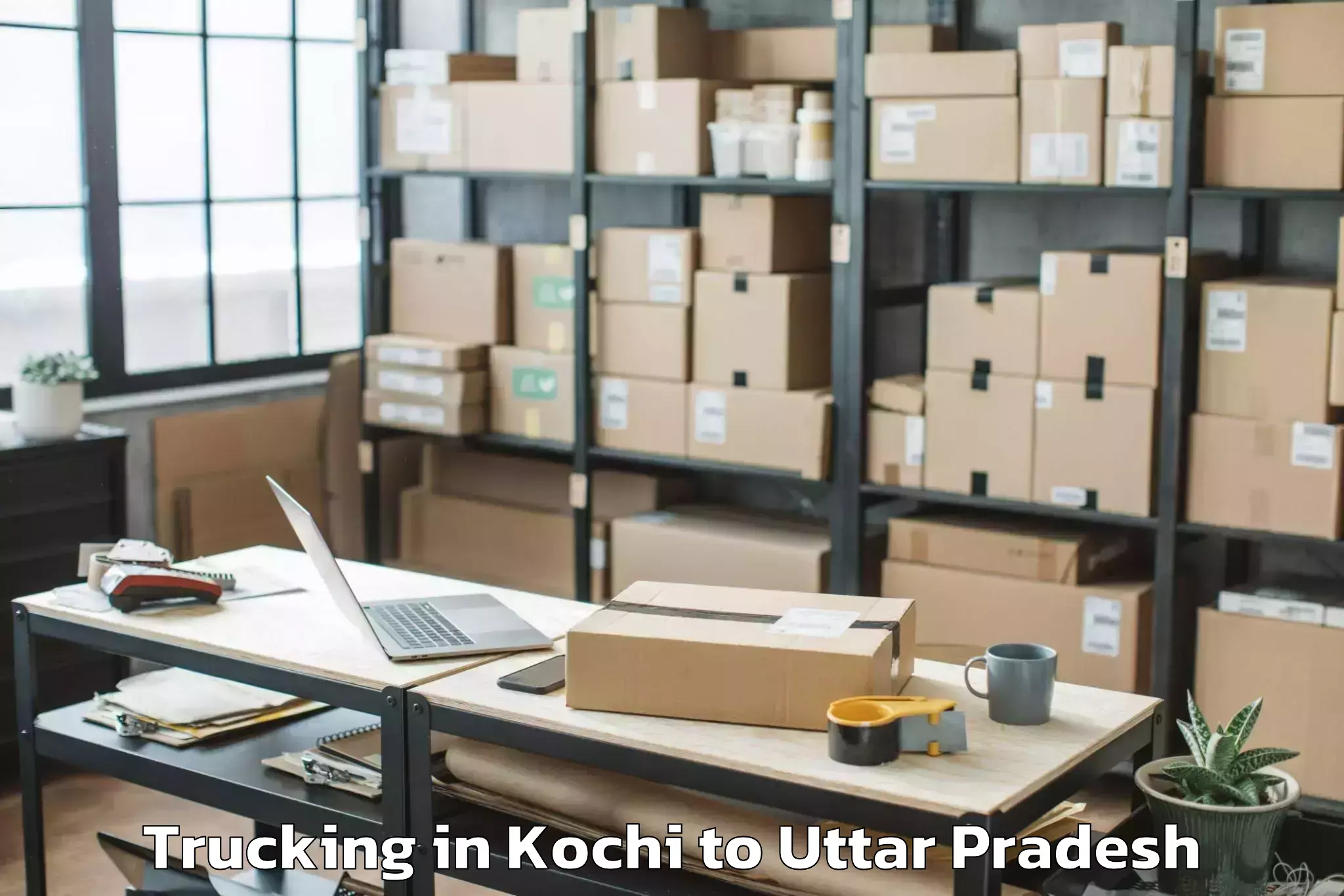 Easy Kochi to Js University Shikohabad Trucking Booking